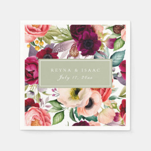 Serviettes en papier à motif floral bohème