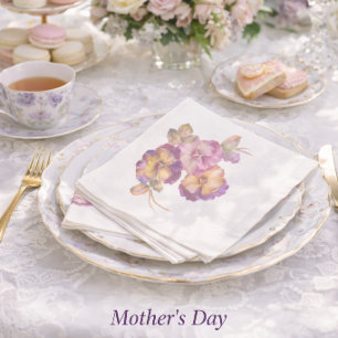 Serviettes en papier à motif floral de pensée Él