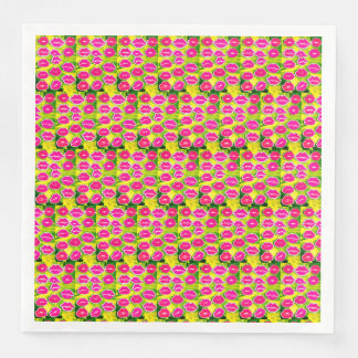 Serviettes en papier à motif "Lèvres et baisers".