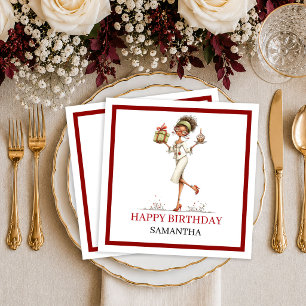 Serviettes en papier à motif script bordeaux pour