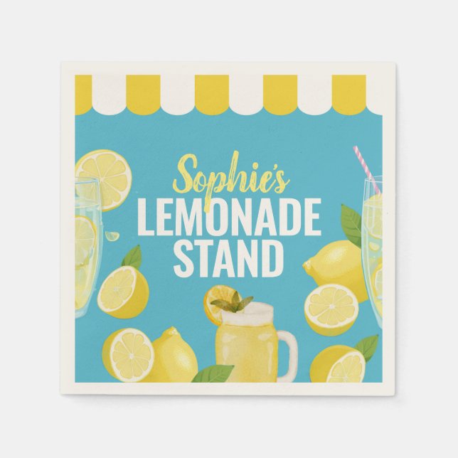 Serviettes en papier à thème citrons pour stand de (Devant)
