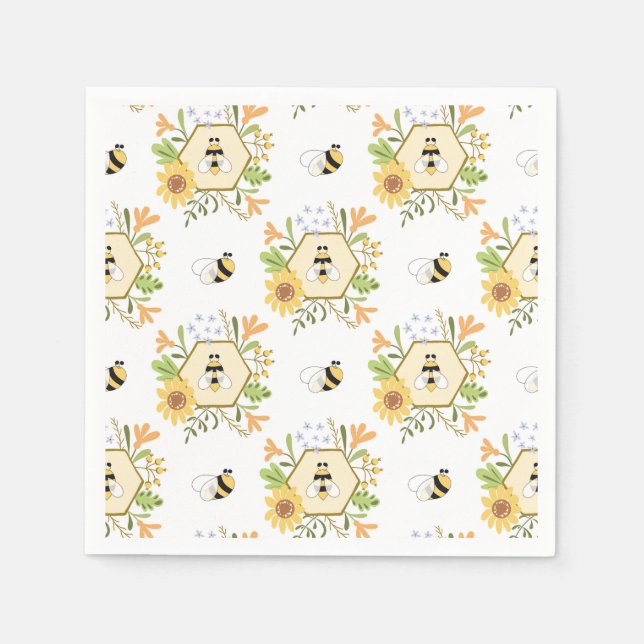 Serviettes en papier Abeille, Fête de Bébé Honeybe (Devant)