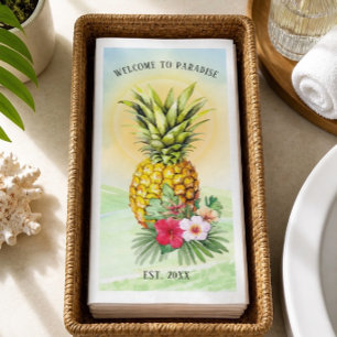 Serviettes en papier ananas Bienvenue au Paradis