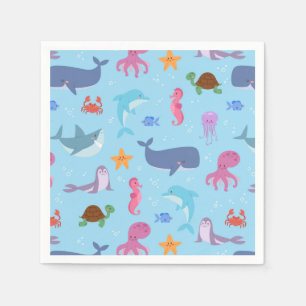 Serviettes en papier Animaux marins, Fête sous la 