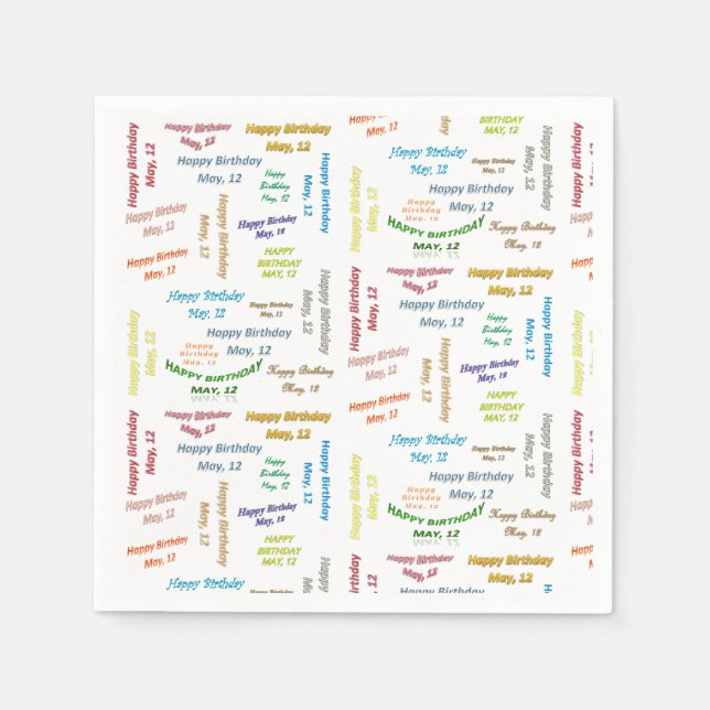 Serviettes en Papier Anniversaire 12 Mai (Devant)