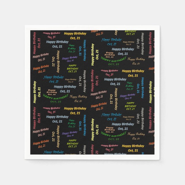 Serviettes en papier Anniversaire 21 octobre (Devant)