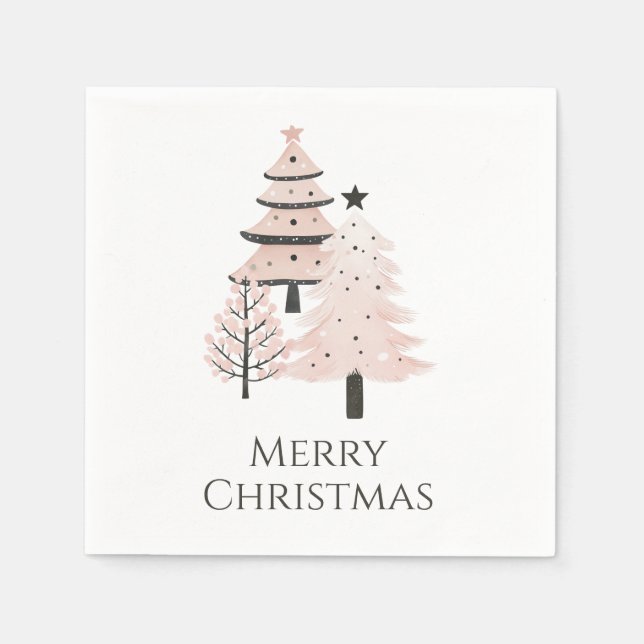 Serviettes en papier Arbre de Noël Blush Neutre (Devant)