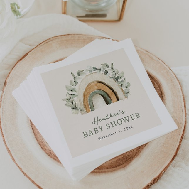 Serviettes en papier arc-en-ciel bohème (Boho Rainbow Table Decor Baby Shower Paper Napkins by Painted Paperie
)
