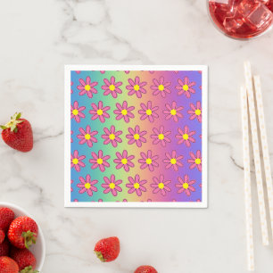 Serviettes en papier Arc-en-ciel et Fleurs
