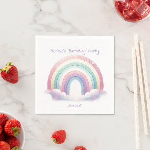 Serviettes en papier arc-en-ciel pastel – Annivers