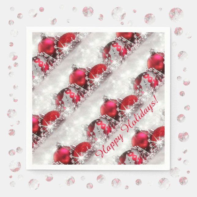 Serviettes en papier argent et rouge pour Noël (Créateur téléchargé)
