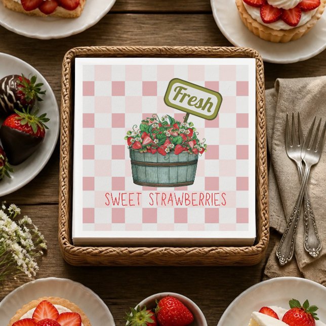 Serviettes en papier aux fraises douces fraîches (Créateur téléchargé)