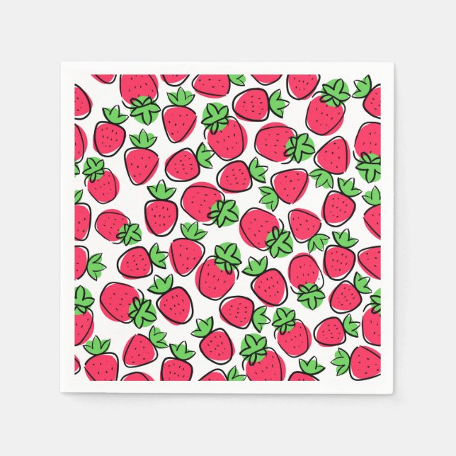 Serviettes en papier aux fraises, Fête des fruits  (Devant)