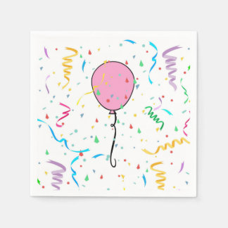 Serviettes en papier avec ballons et confettis