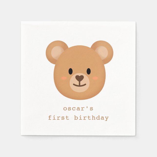 Serviettes en papier avec visage d'ours en peluche (Devant)