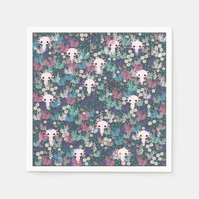 Serviettes en papier Axolotl mignonnes (Devant)