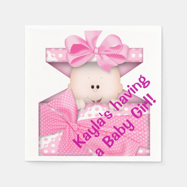 Serviettes en papier Baby shower fille (Devant)