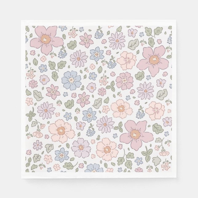 Serviettes en papier Baby shower floral (Devant)
