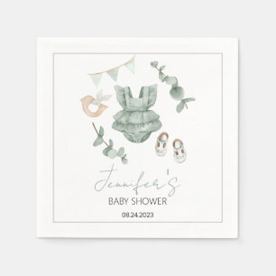 Serviettes en papier baby shower pour bébé vert