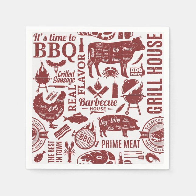 Serviettes en papier barbecue, Fournitures de fête (Devant)