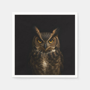 Serviettes en papier Black 4 Luxe avec Hibou aux y