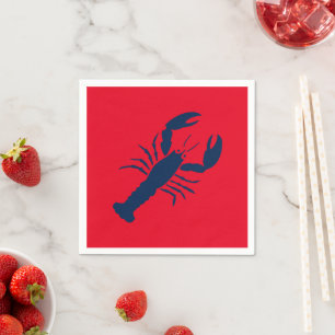 serviettes en papier bleu blanc rouge homard marin