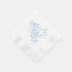 serviettes en papier bleu mariage