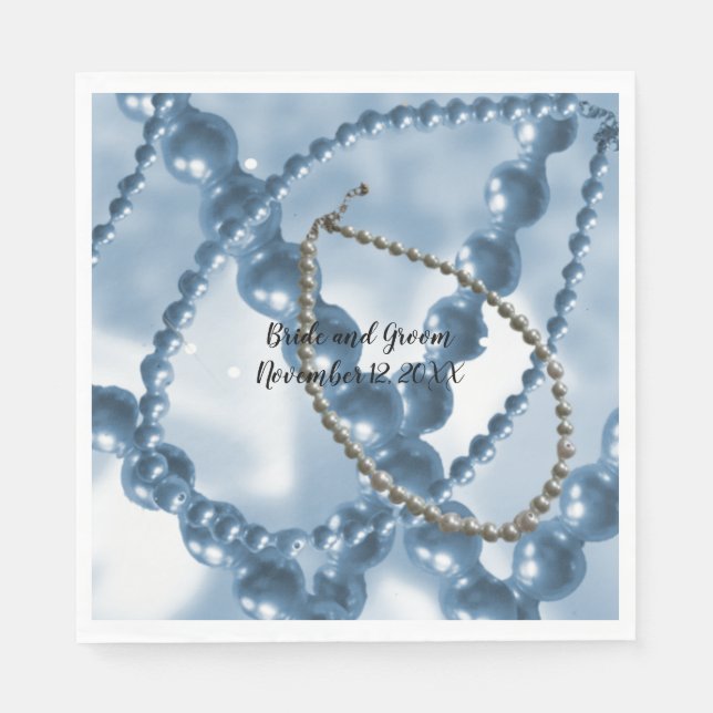 Serviettes en papier bleu pour mariage Perles en c (Devant)