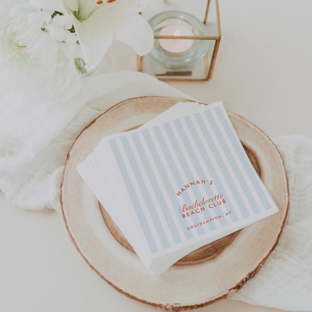 Serviettes en papier bleu poussiéreux pour enterre (Retro Modern Bachelorette Blue Paper Napkins)