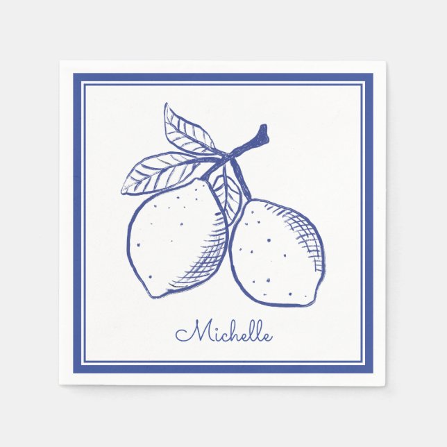 Serviettes en papier bleu rustique classique pour  (Devant)