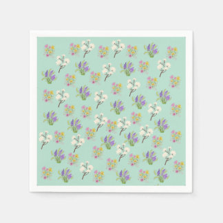 Serviettes en papier bleu-vert clair à bouquets fl