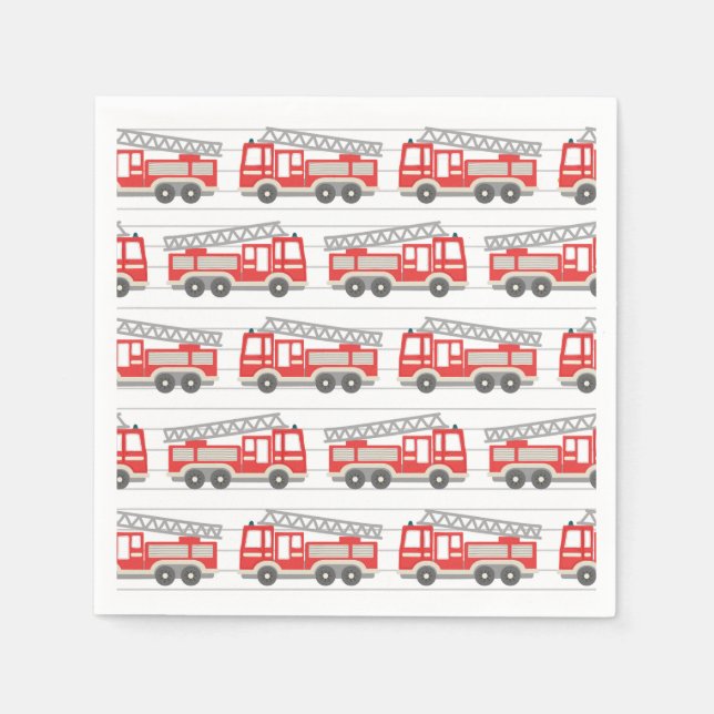 Serviettes en papier Camion de pompiers, Anniversa (Devant)