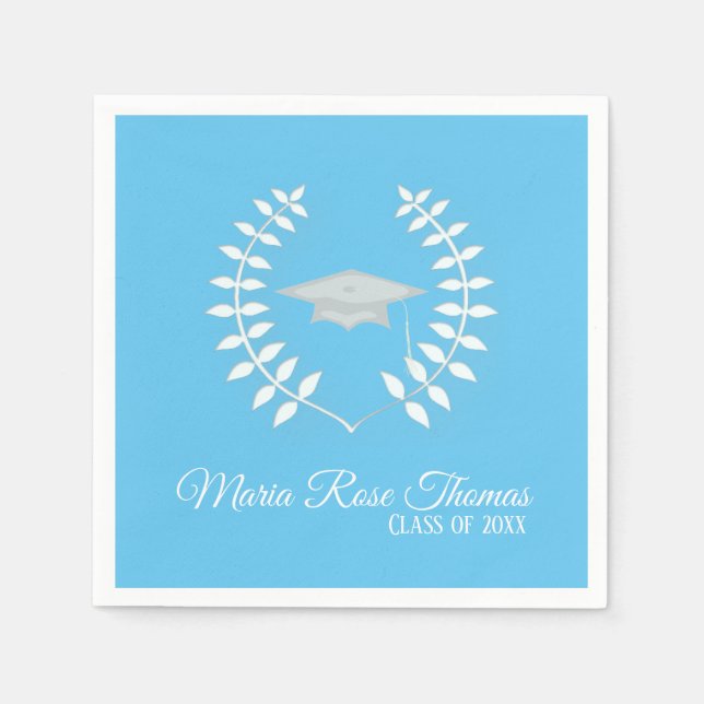 Serviettes en papier Cap & Leaves bleu Caroline (Devant)