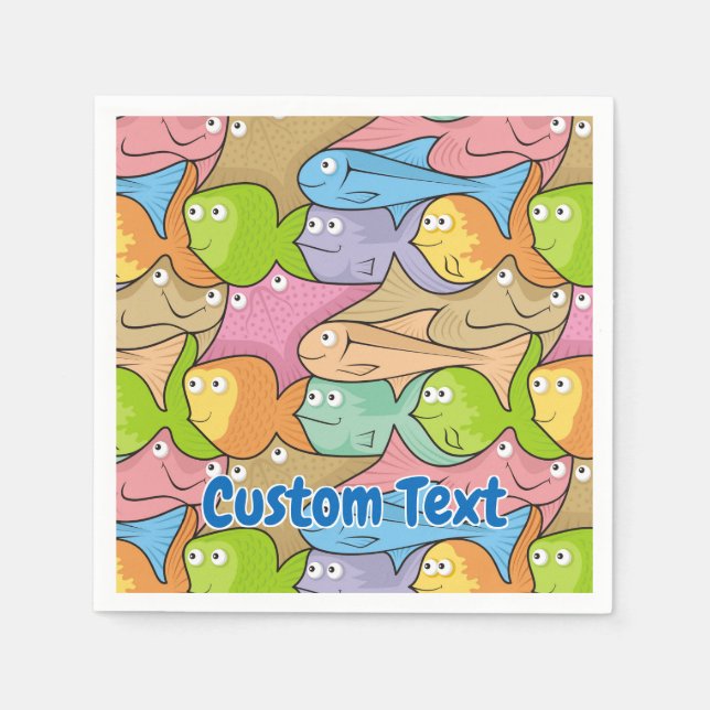 Serviettes en papier cartoon poissons (Devant)