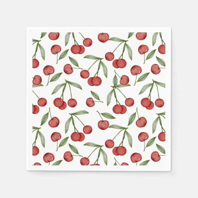 Serviettes en papier Cerise, Fête des Fruits Rouge (Devant)