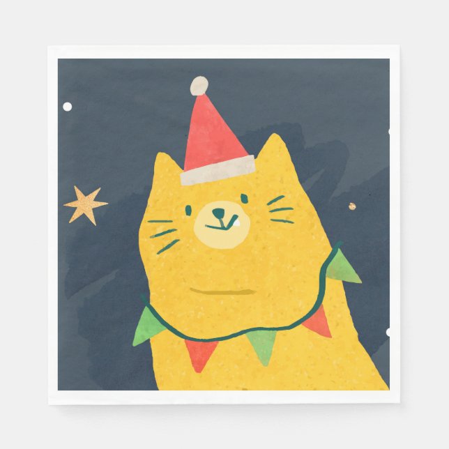 SERVIETTES EN PAPIER CHAT DE NOËL (Devant)