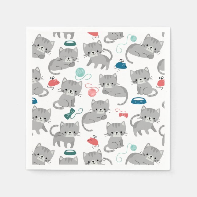 Serviettes en papier Chat, Fête de Chatons (Devant)