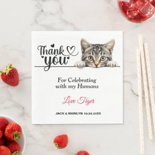 Serviettes en papier Chat Gris Rayé Mignon qui Épi