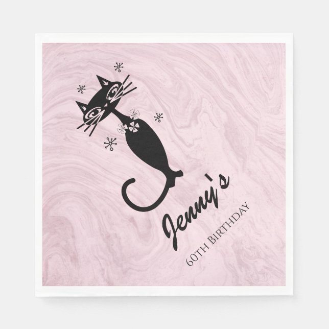 Serviettes en papier Chat Noir Rétro Atomique (Devant)