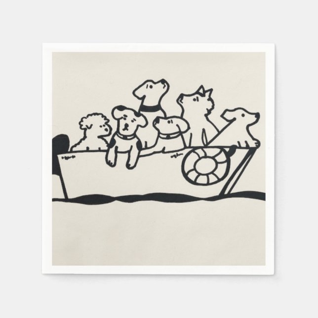 Serviettes en papier "Chiens et Bateaux" par Willo (Devant)