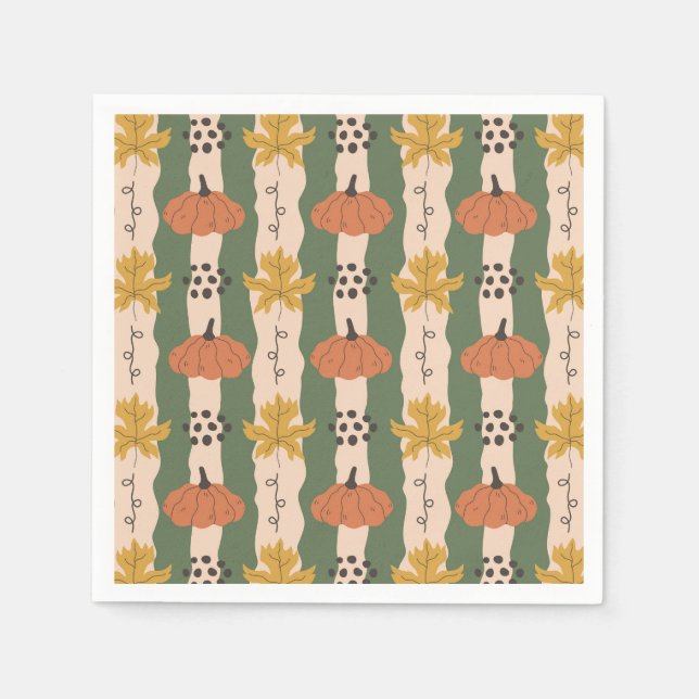 Serviettes en papier Citrouille et feuille Motif (Devant)