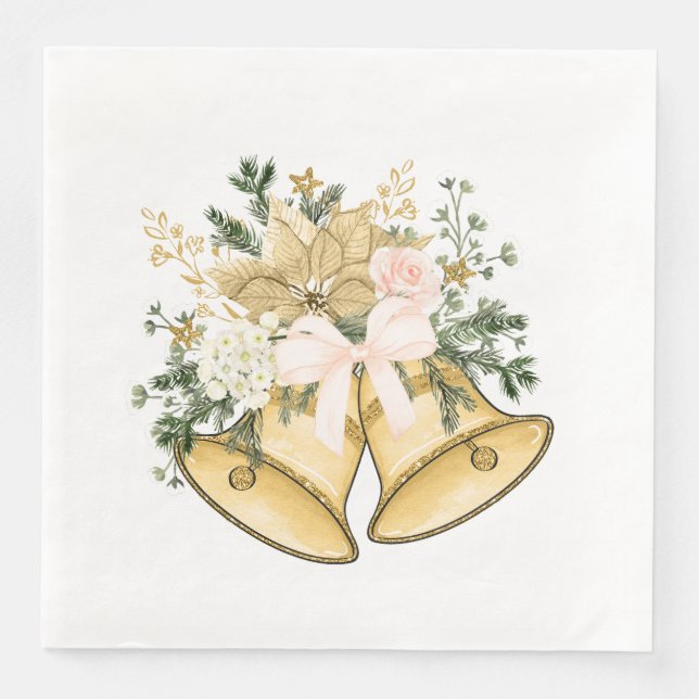 Serviettes en papier Cloches de Noël (Devant)