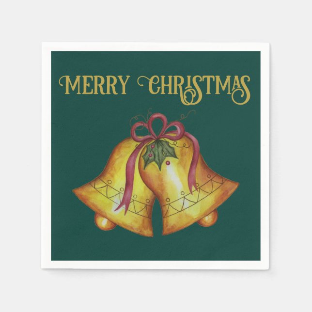 Serviettes en papier cloches de Noël vintage (Devant)