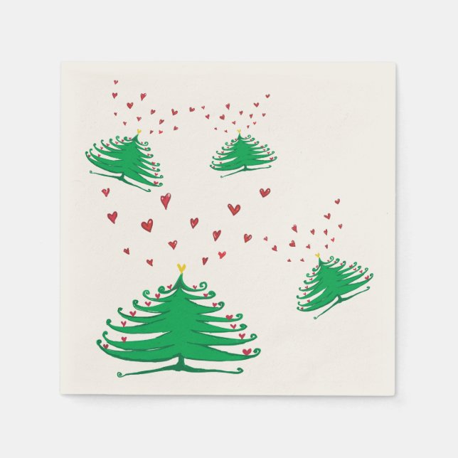 Serviettes en papier Cocktail Arbre de Nouvel An (Devant)