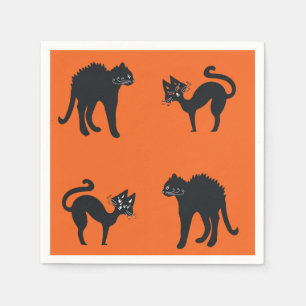 Serviettes en papier Cocktail Black Cats Halloween