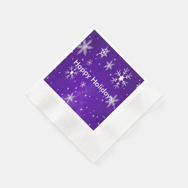 Serviettes en papier cocktail fond bleu flocons de (Coin)