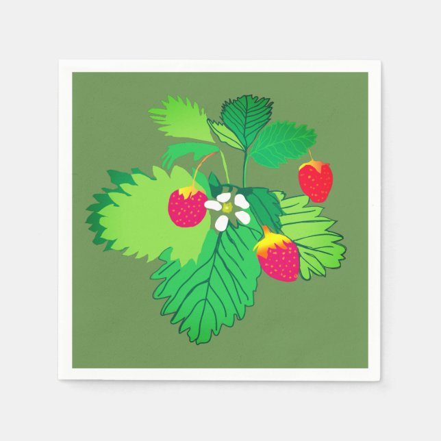 Serviettes en papier Cocktail Fraises des Bois (Devant)