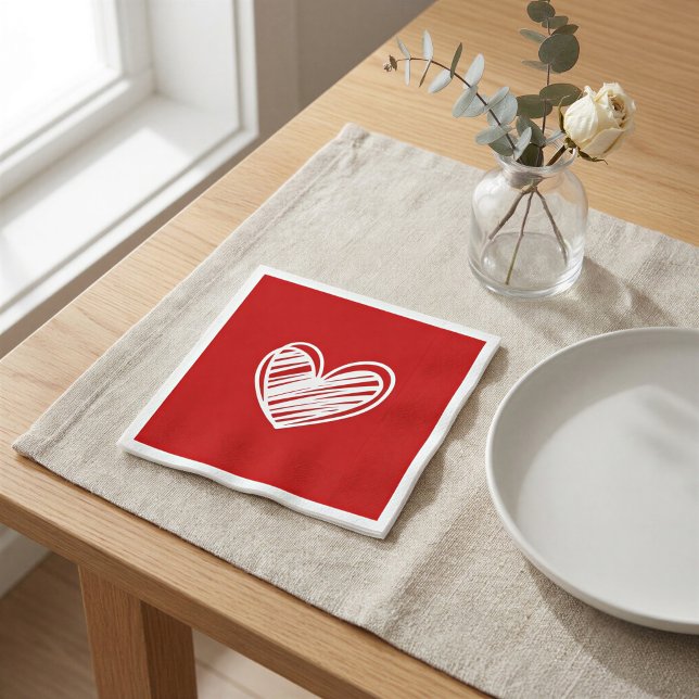 Serviettes en papier Cœur Rouge Intemporel (Créateur téléchargé)