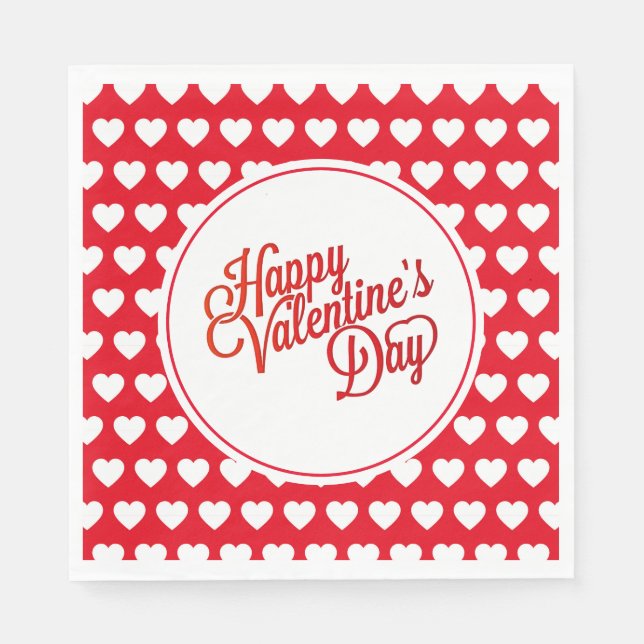 Serviettes en papier coeurs de la Saint-Valentin (Devant)
