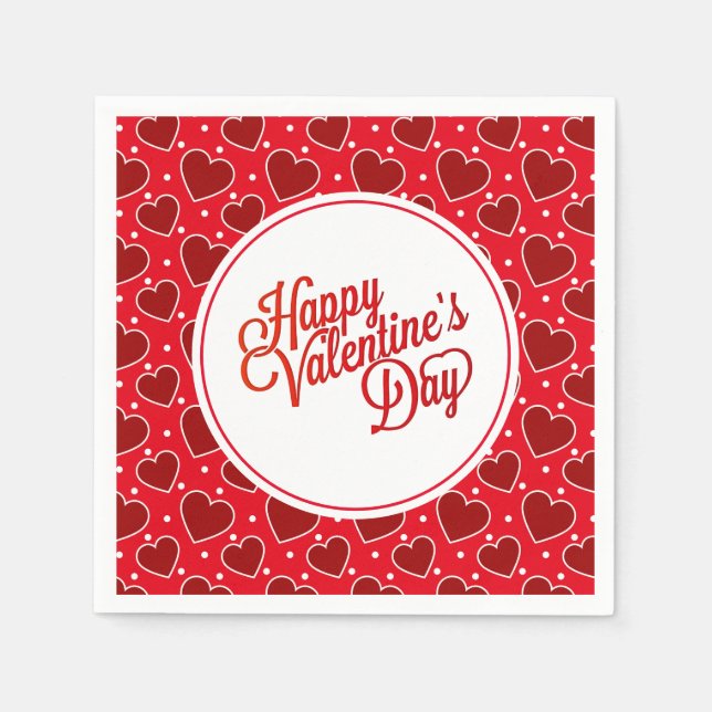 Serviettes en papier coeurs de la Saint-Valentin (Devant)